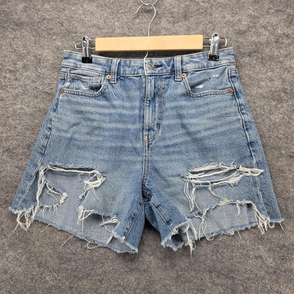 American Eagle Shorts Womens 2 Blue Cut-Off Denim Distressed Fringe 3.5 Inseam